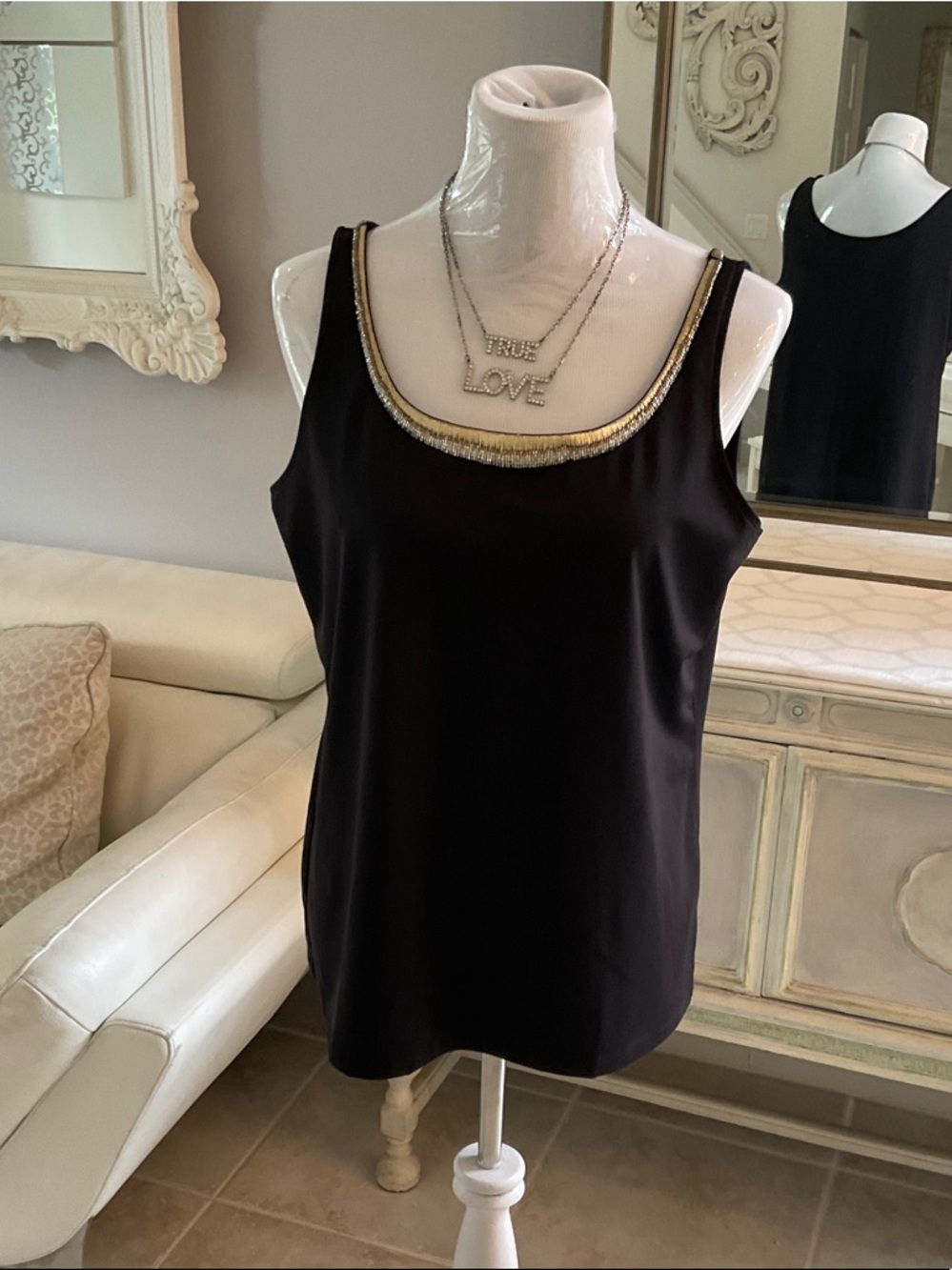 Chico's Black Top with Gold Trim